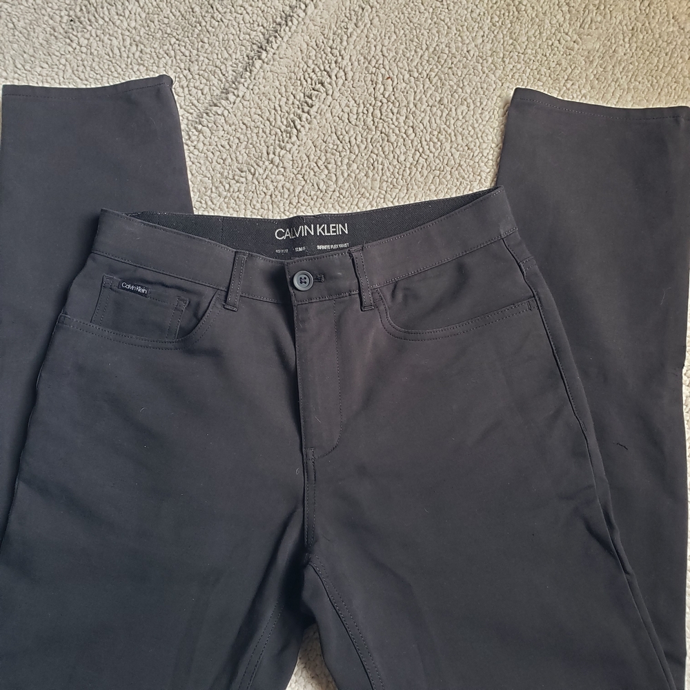 CALVIN KLEIN Black Slim Straight Pants | Mens 29x32